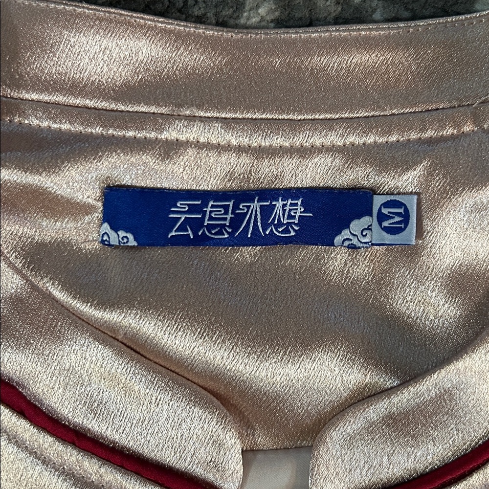 Pinkish Peach Satin Sukajan Bomber Jacket with Embroidered Tiger Design - Picture 4 of 7